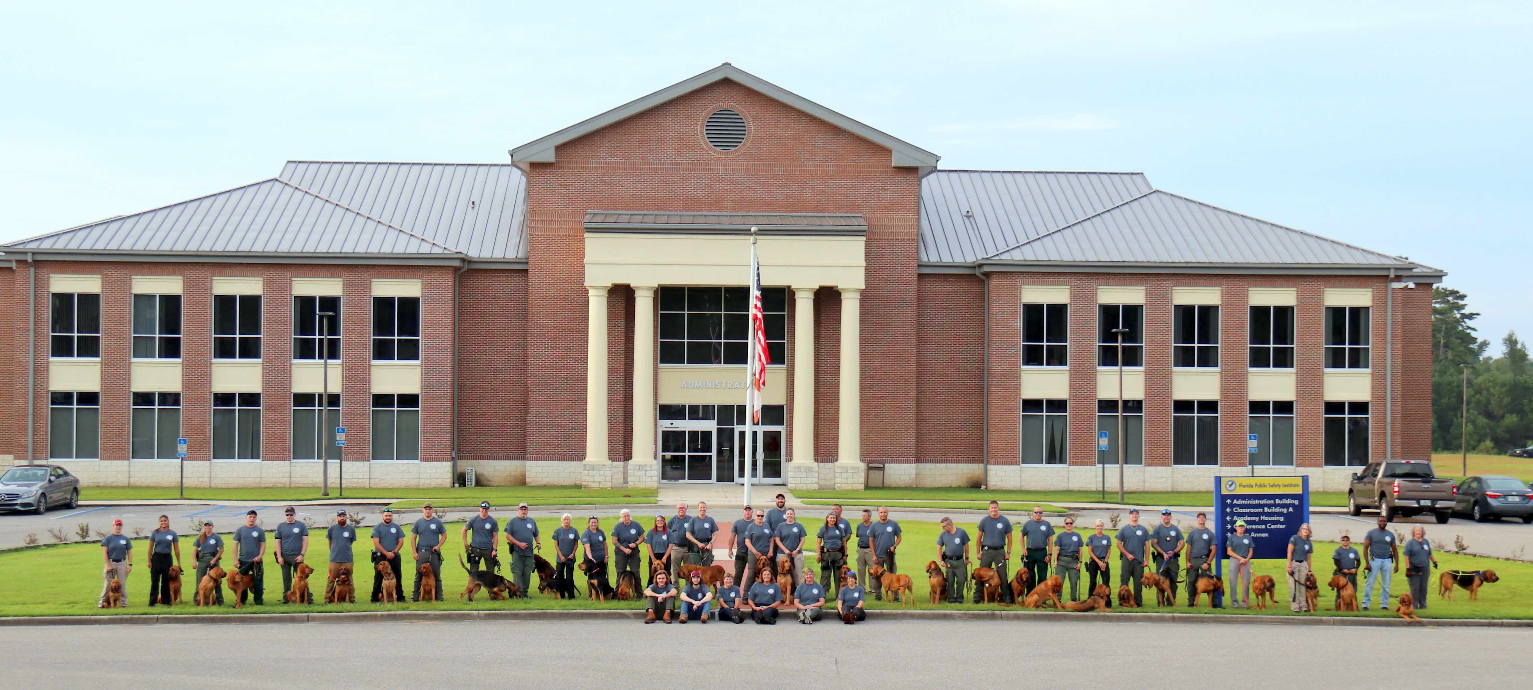 bloodhounds and handlers at Florida Public Safety Institute