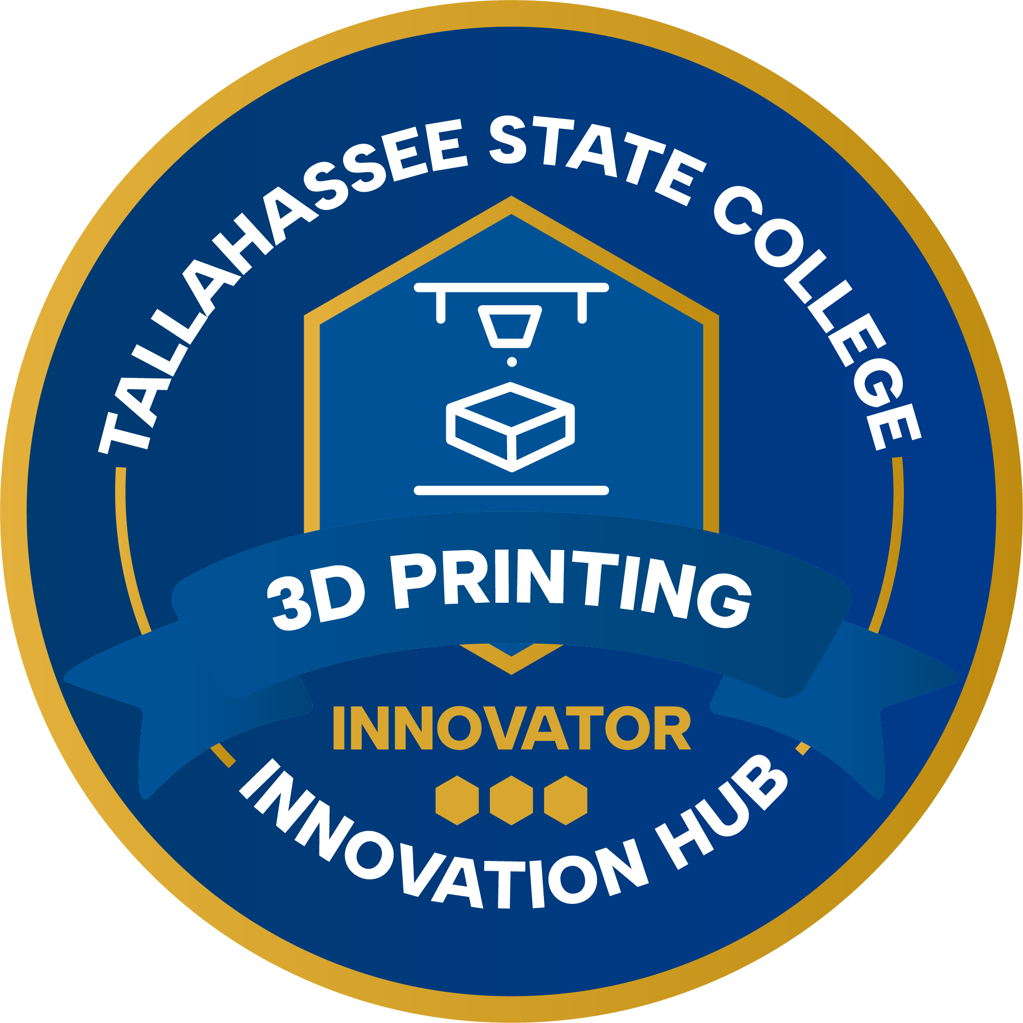 3D Printing innovator level circular badge.