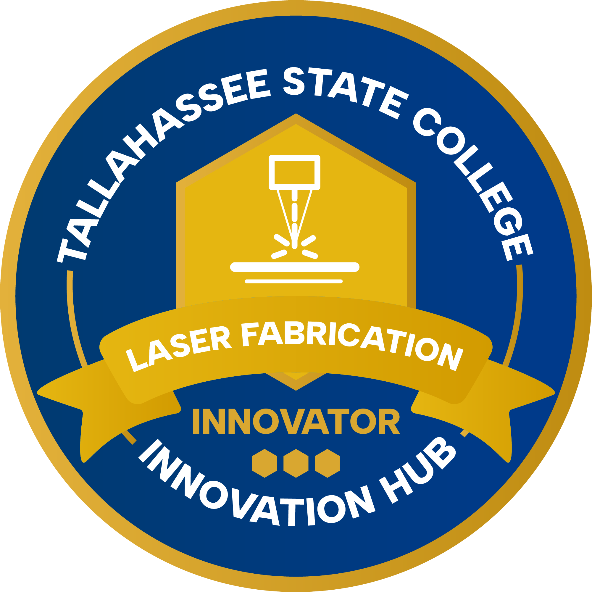 Laser Fabrication innovator level circular badge.