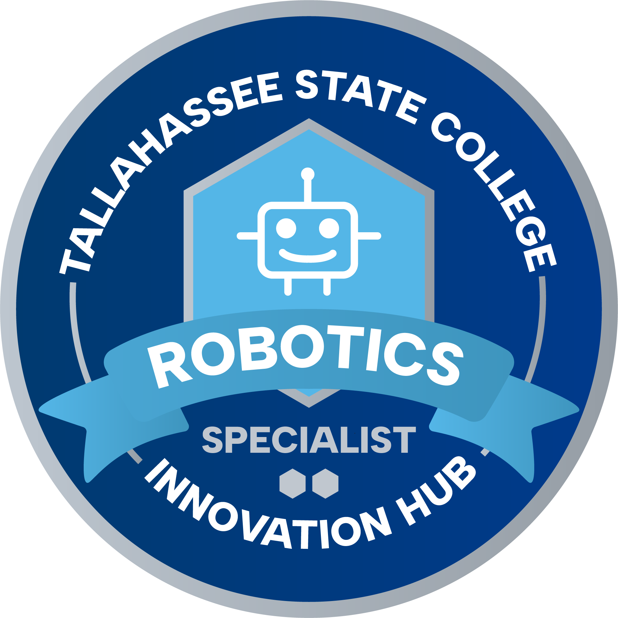 Robotics specialist level circular badge.