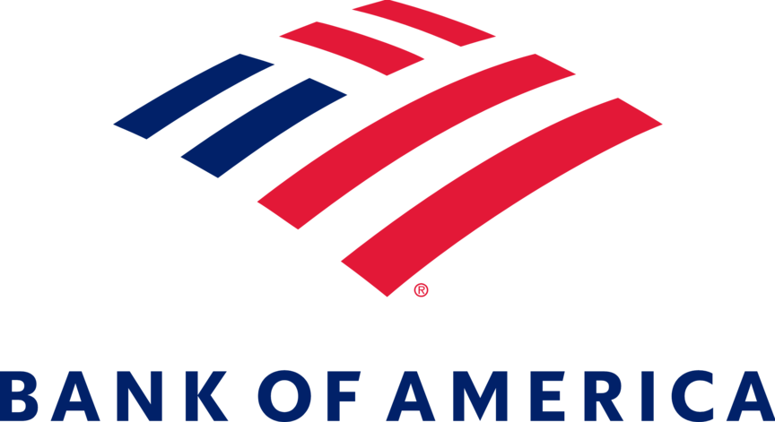 Red and blue Bank of America Logo.